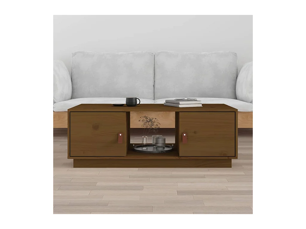 Tavolino da caffè color miele 100x50x35 cm in legno di pino massello