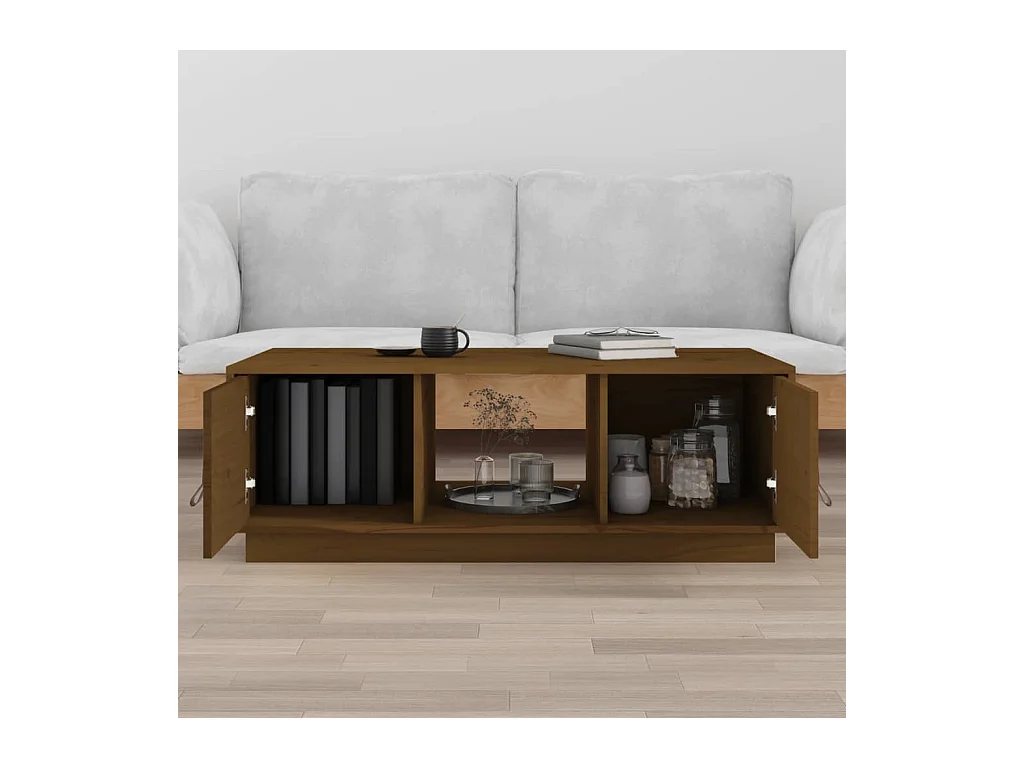 Tavolino da caffè color miele 100x50x35 cm in legno di pino massello