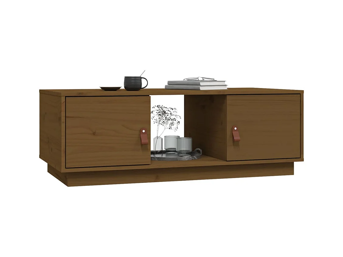 Tavolino da caffè color miele 100x50x35 cm in legno di pino massello