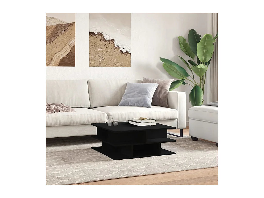 Table basse noir 70x70x29 cm bois d'ingénierie