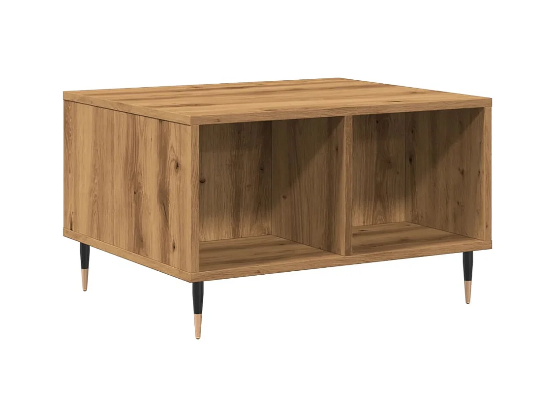 Table basse chêne artisanal 60x50x36,5 cm bois d'ingénierie