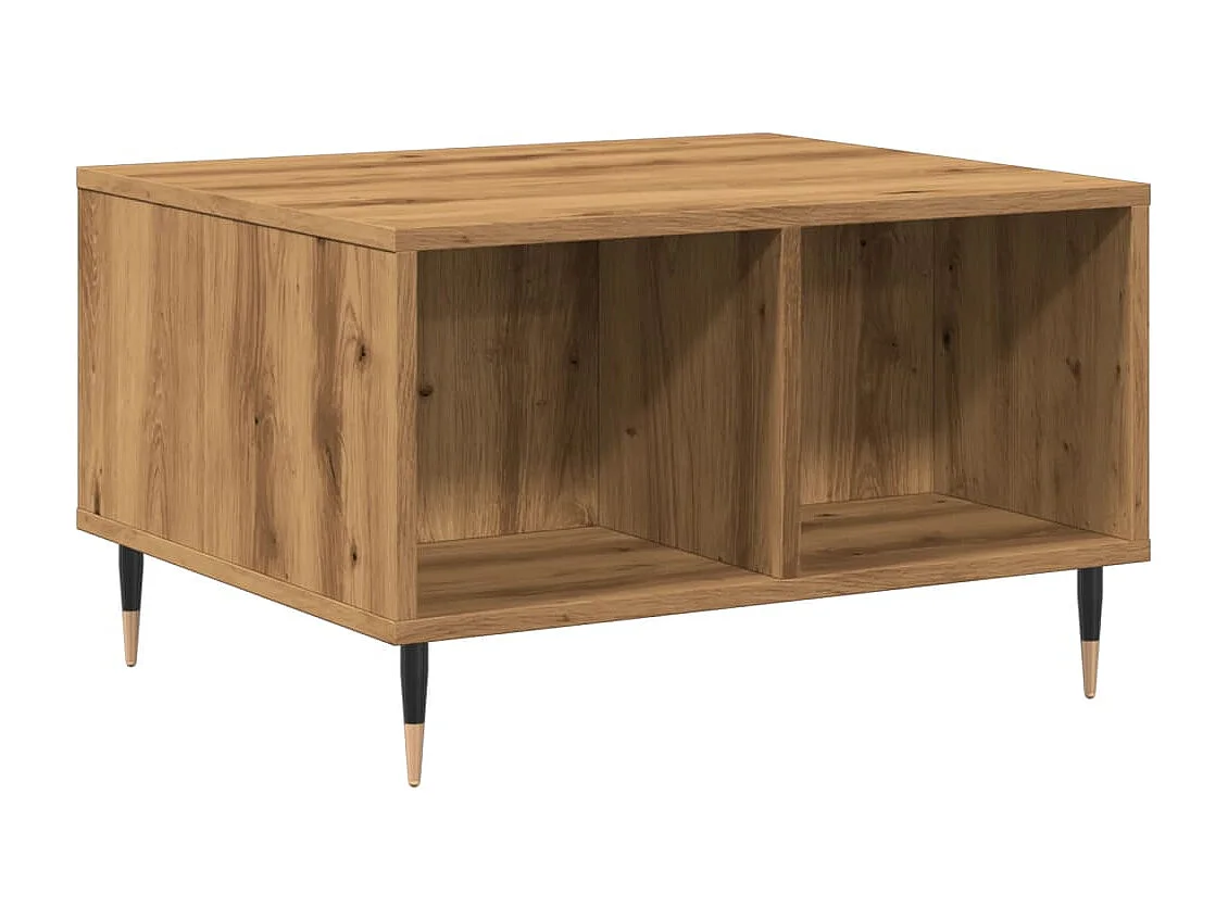 Mesa de centro de roble artesanal 60x50x36,5 cm madera de ingeniería