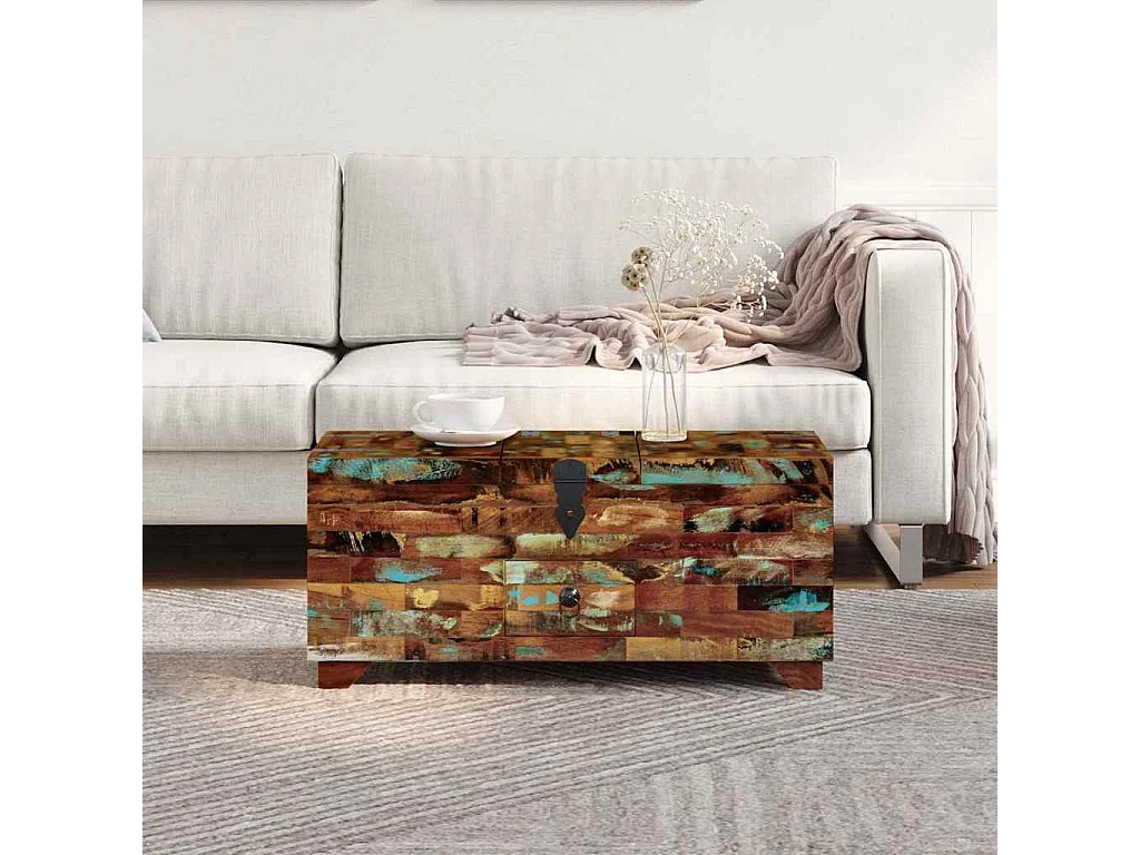 Coffre table basse Bois de récupération massif 80x40x35 cm