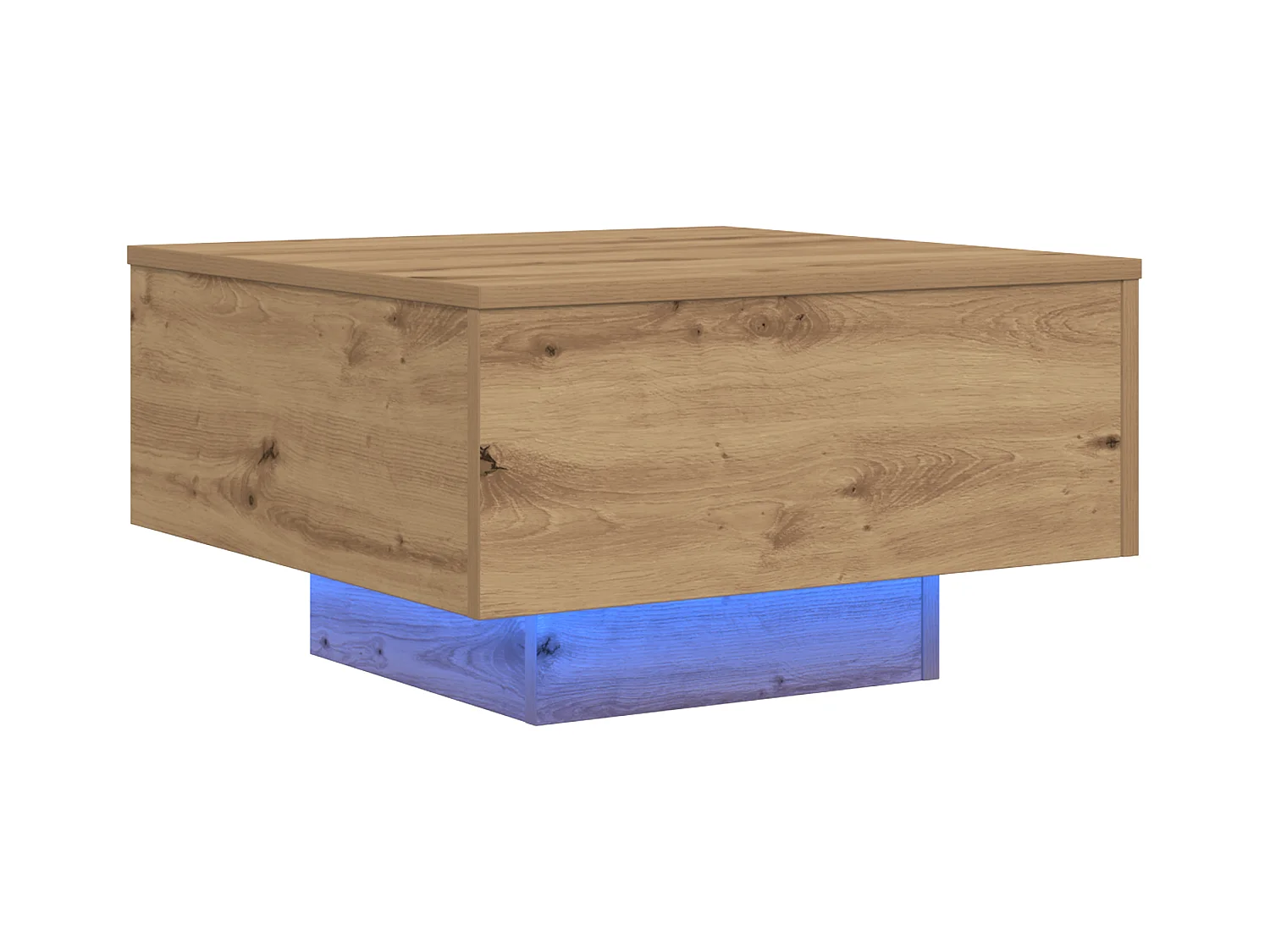 Table basse avec lumières LED Chêne artisanal 55x55x31 cm