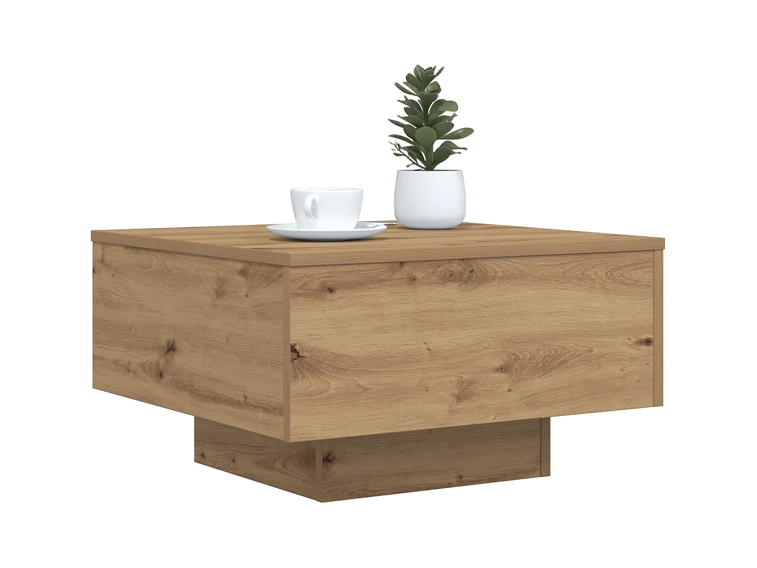 Table basse avec lumières LED Chêne artisanal 55x55x31 cm