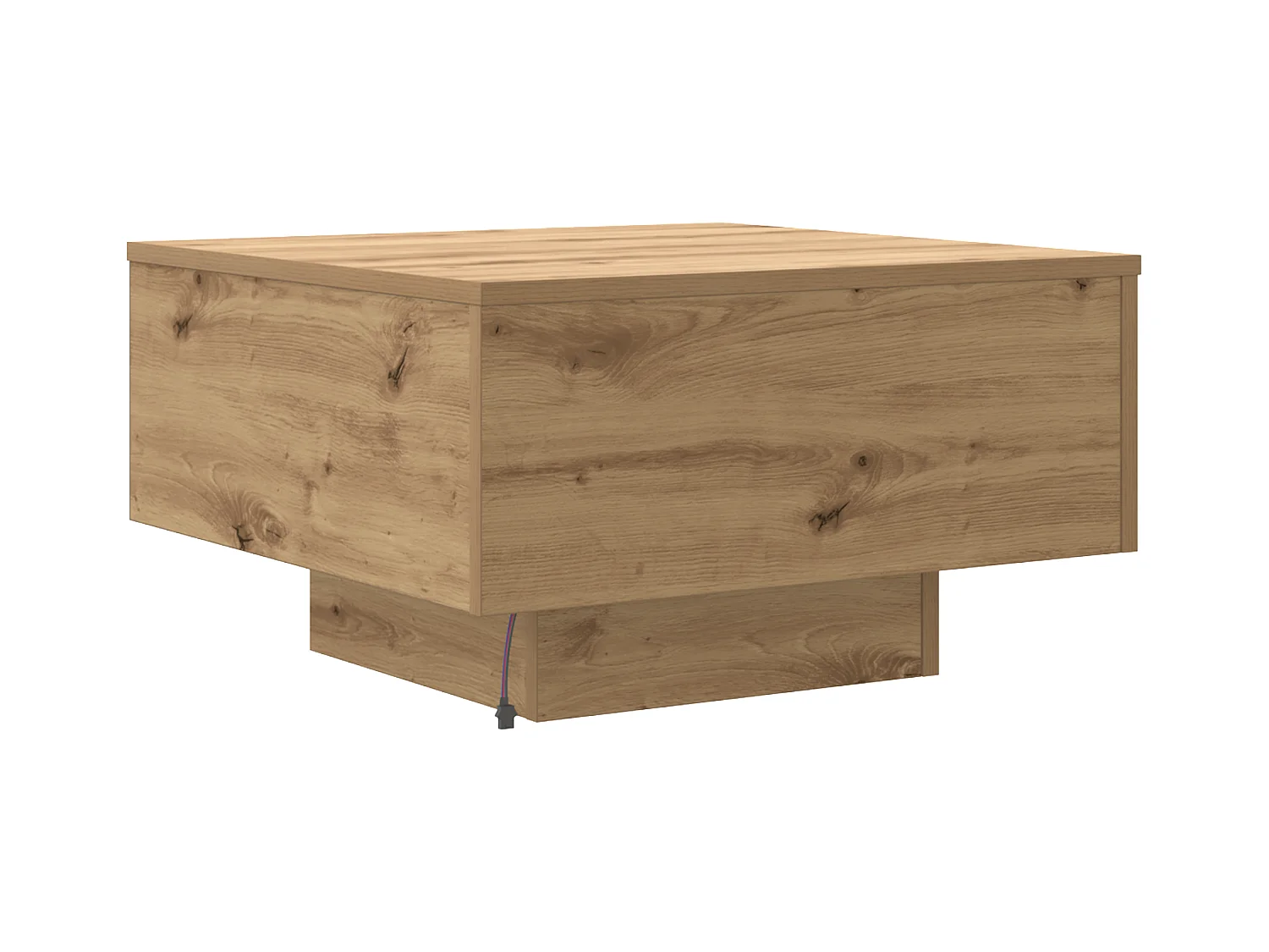 Table basse avec lumières LED Chêne artisanal 55x55x31 cm