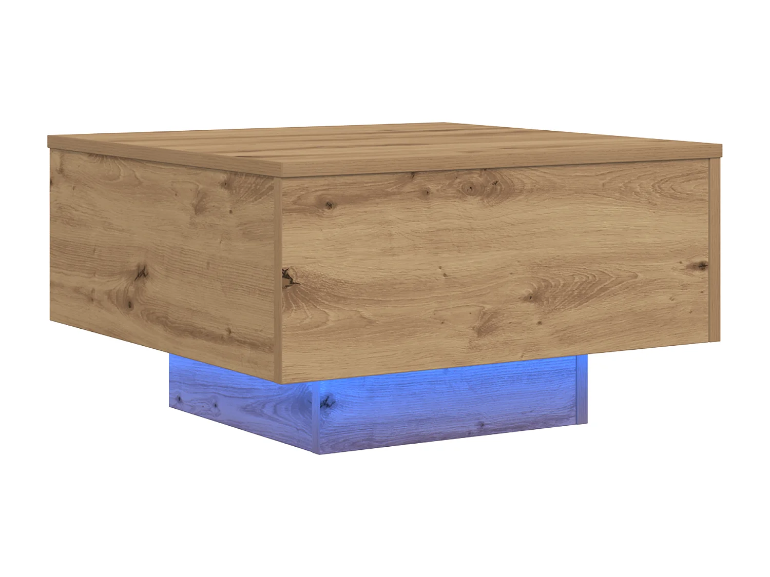 Table basse avec lumières LED Chêne artisanal 55x55x31 cm