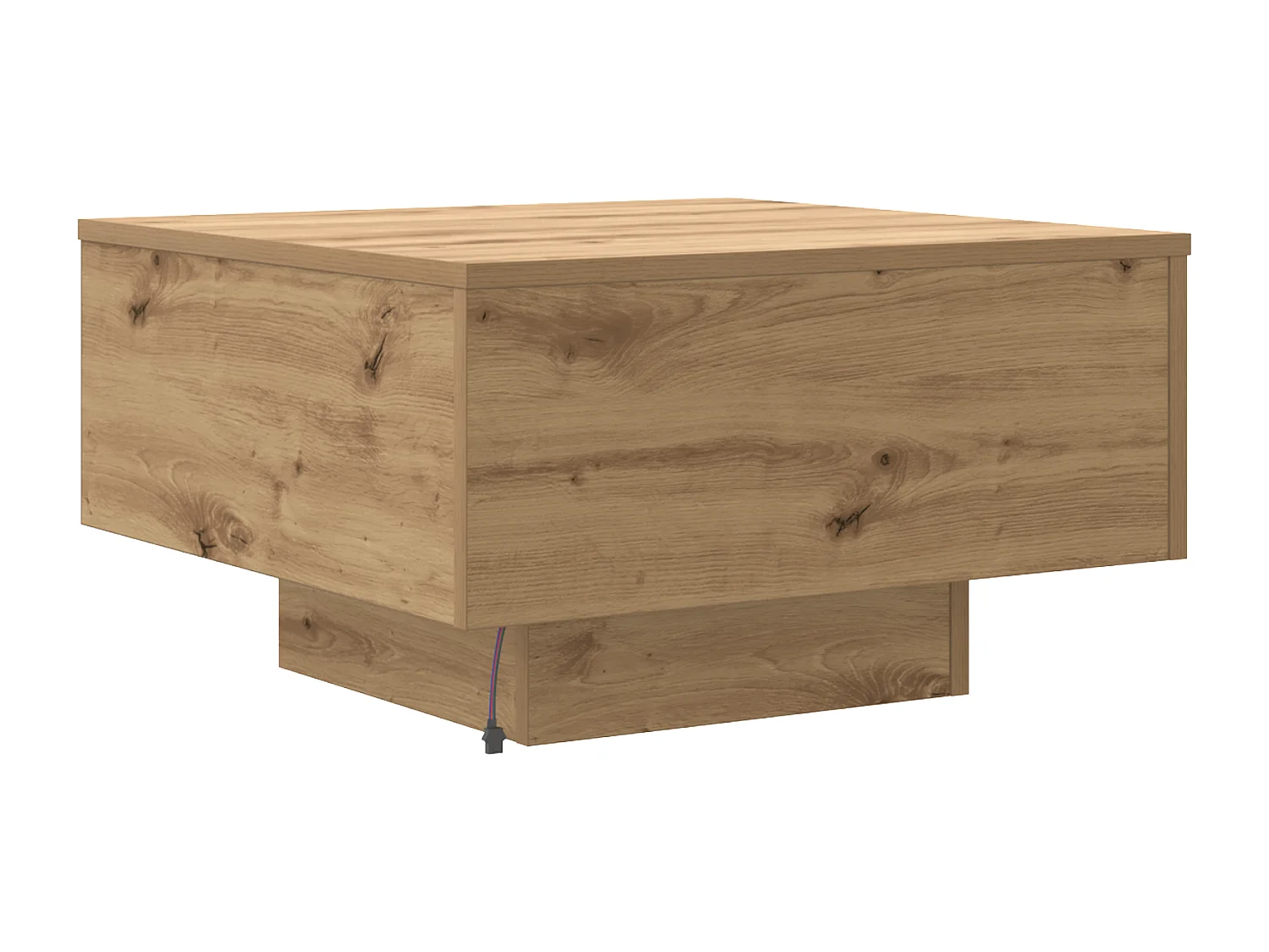 Table basse avec lumières LED Chêne artisanal 55x55x31 cm