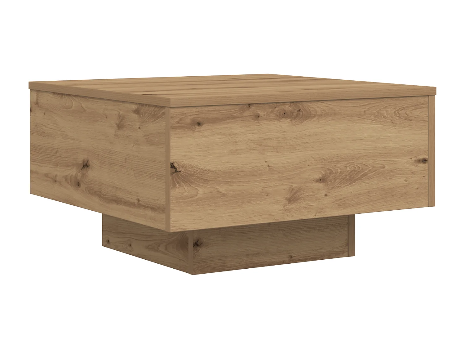 Table basse avec lumières LED Chêne artisanal 55x55x31 cm