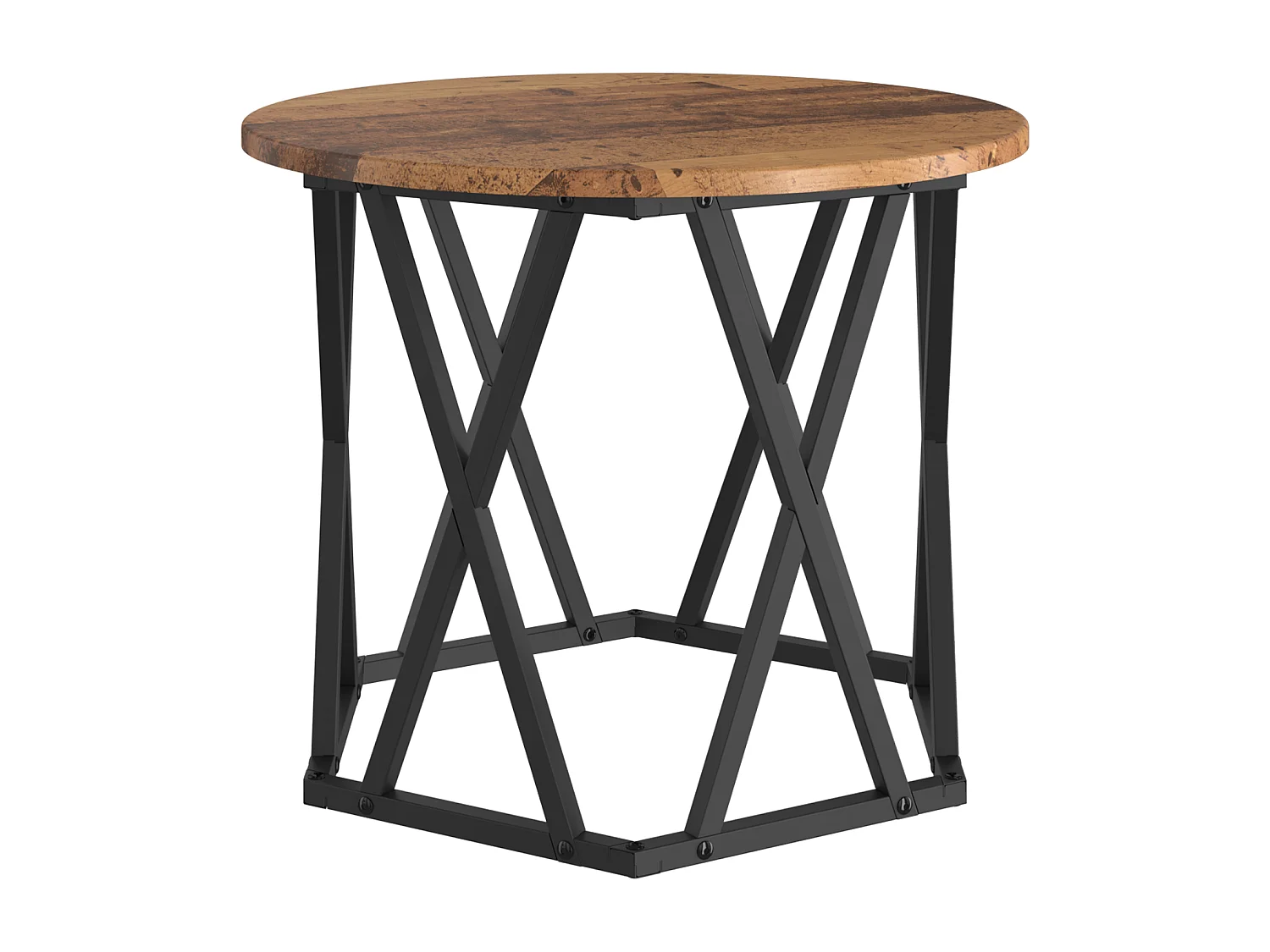 2 Tables d'appoint empilables en bois vieilli et bois reconstitué