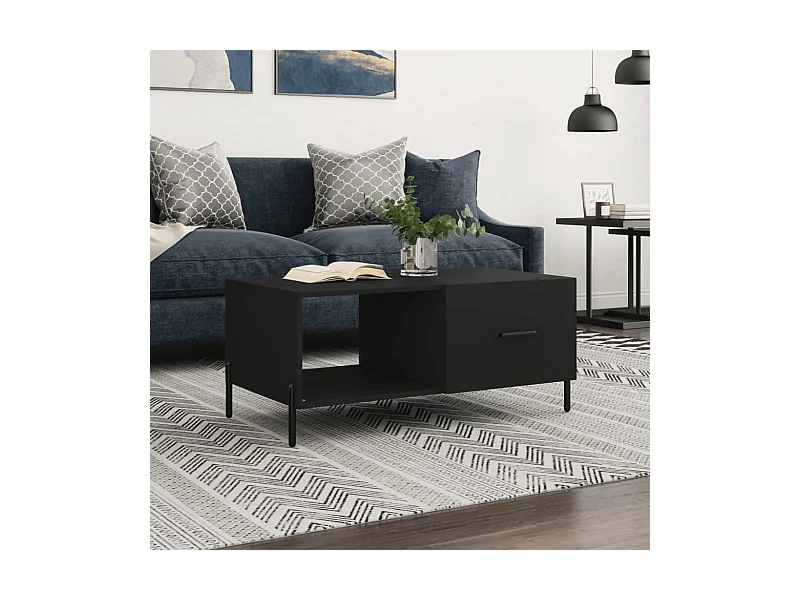 Table basse noir 90x50x40 cm bois d'ingénierie