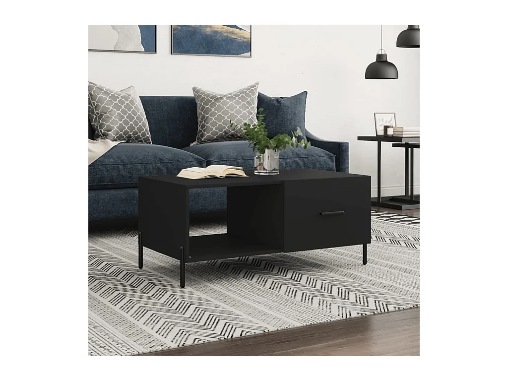 Table basse noir 90x50x40 cm bois d'ingénierie