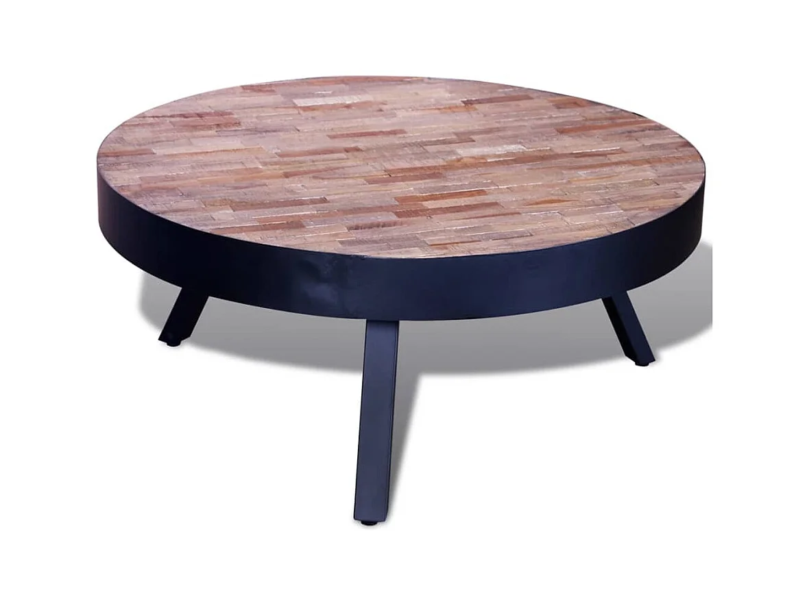 Table basse ronde Bois de teck recyclé