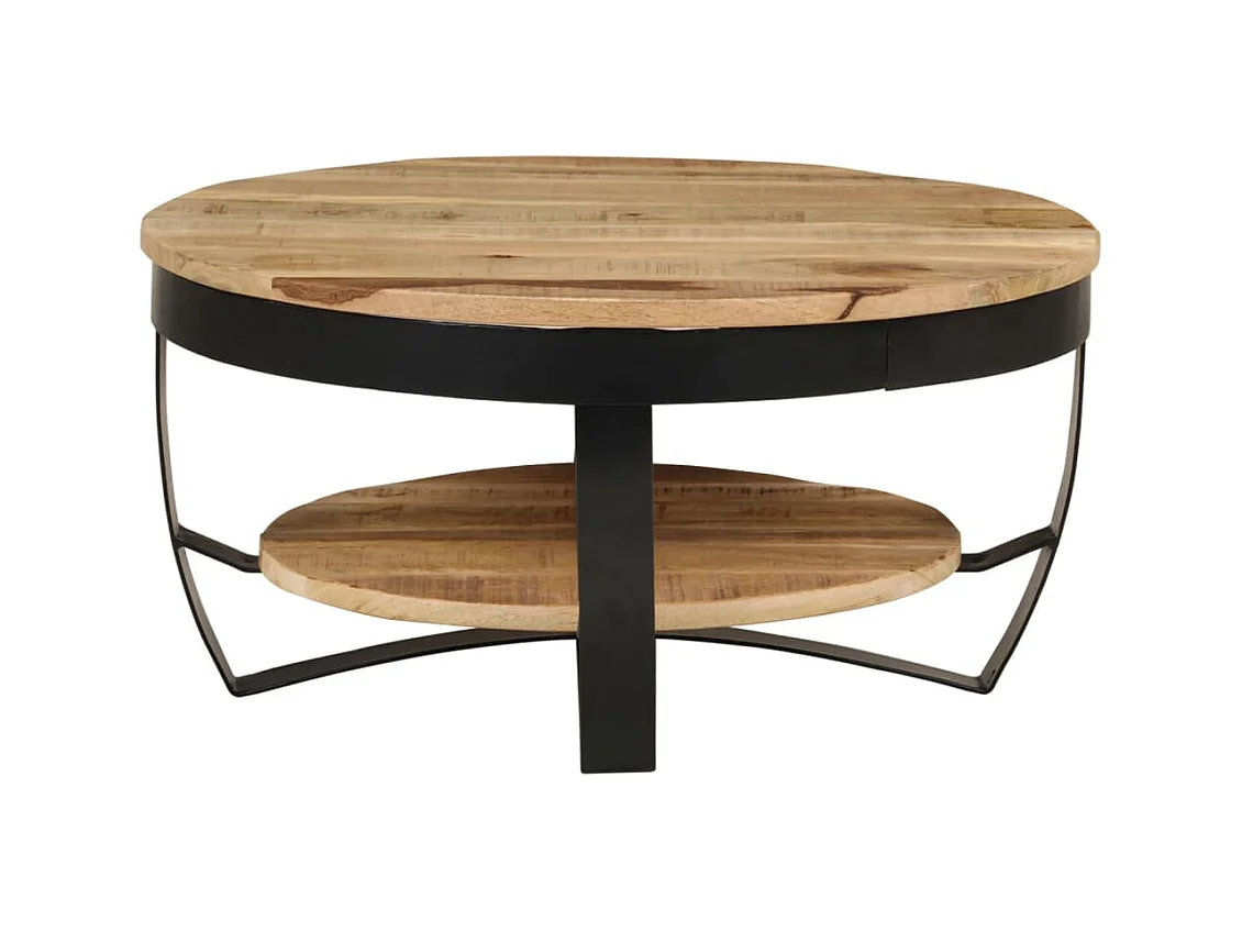 Tavolino da caffè in legno massello di mango grezzo 65x32 cm