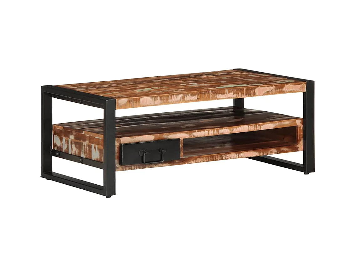 Veelkleurige salontafel 90x50x36 cm massief gerecycled hout