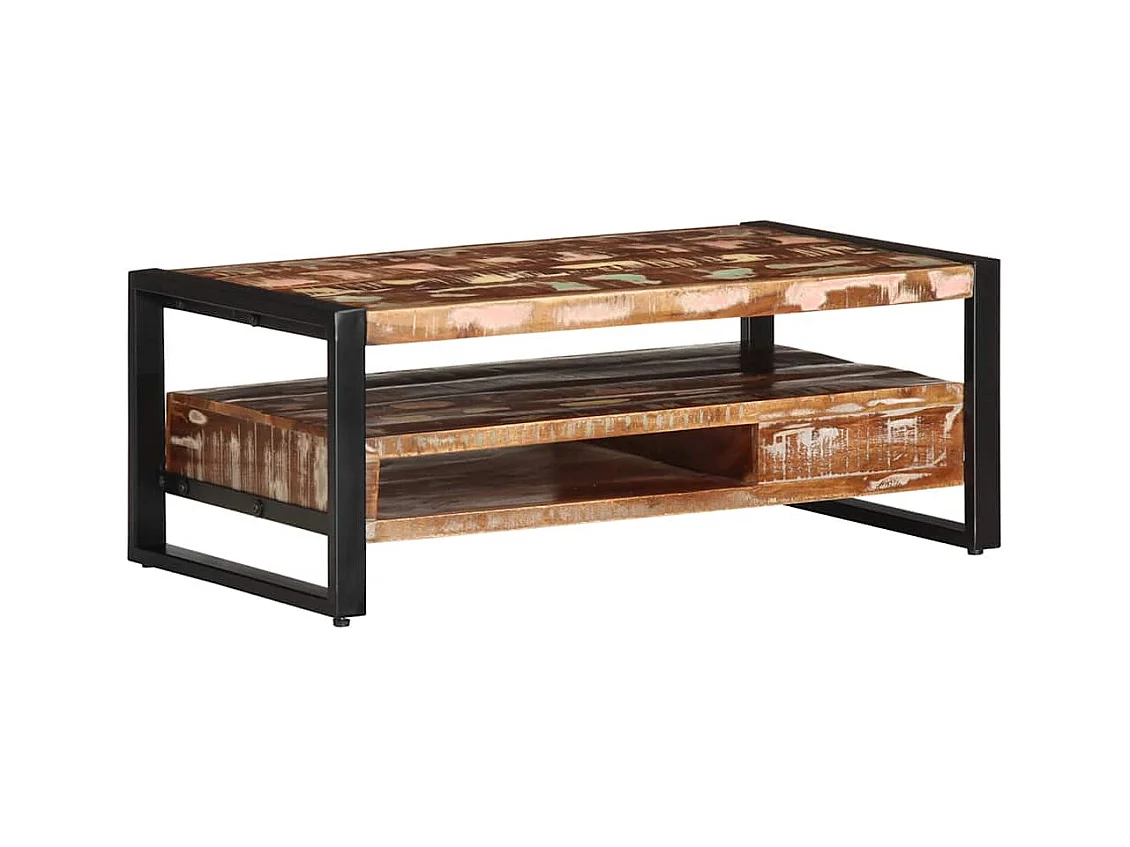 Veelkleurige salontafel 90x50x36 cm massief gerecycled hout