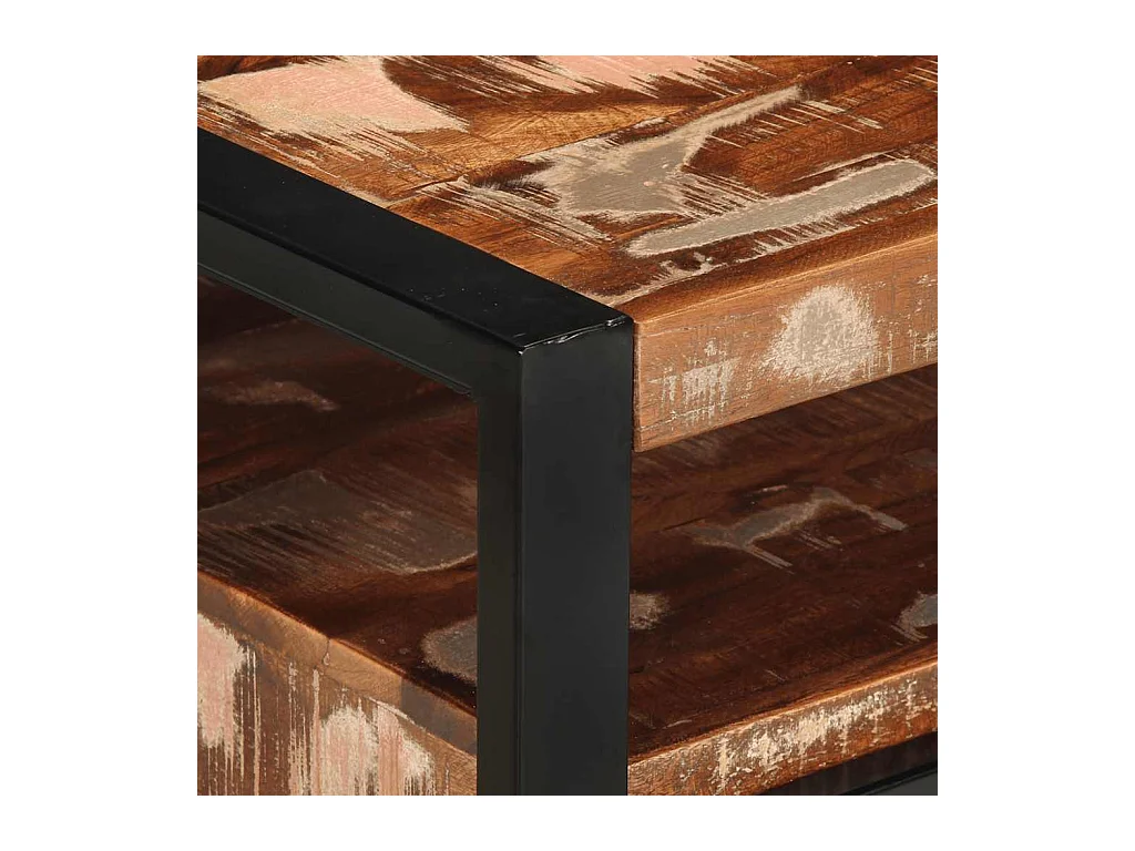 Veelkleurige salontafel 90x50x36 cm massief gerecycled hout