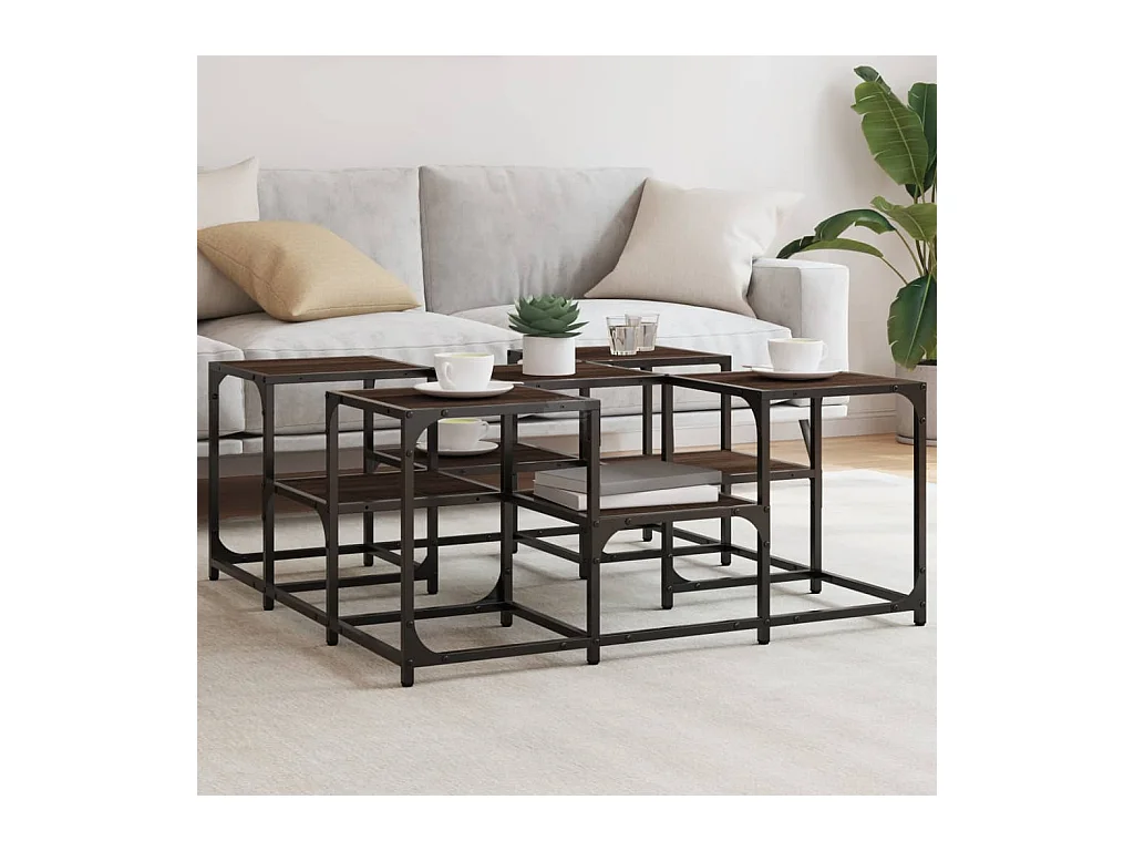 Salontafel bruin eiken 91x91x40 cm bewerkt hout