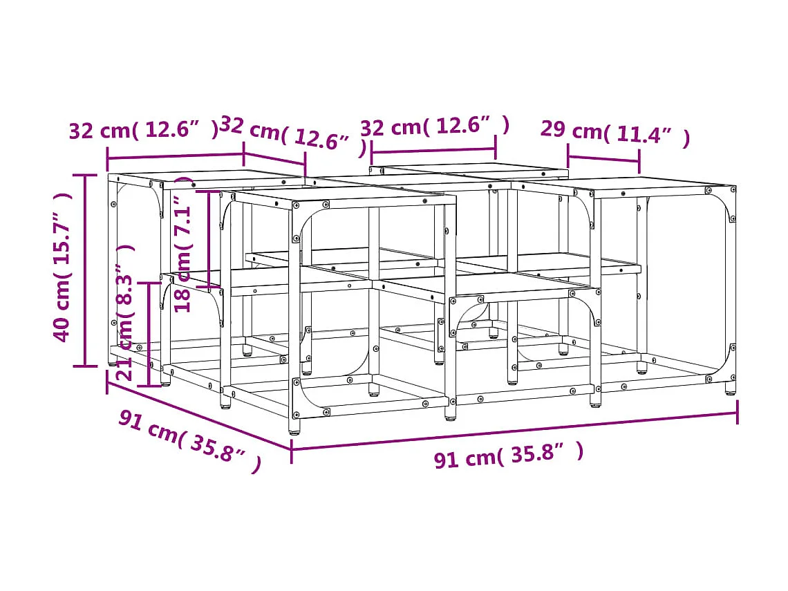 Salontafel bruin eiken 91x91x40 cm bewerkt hout