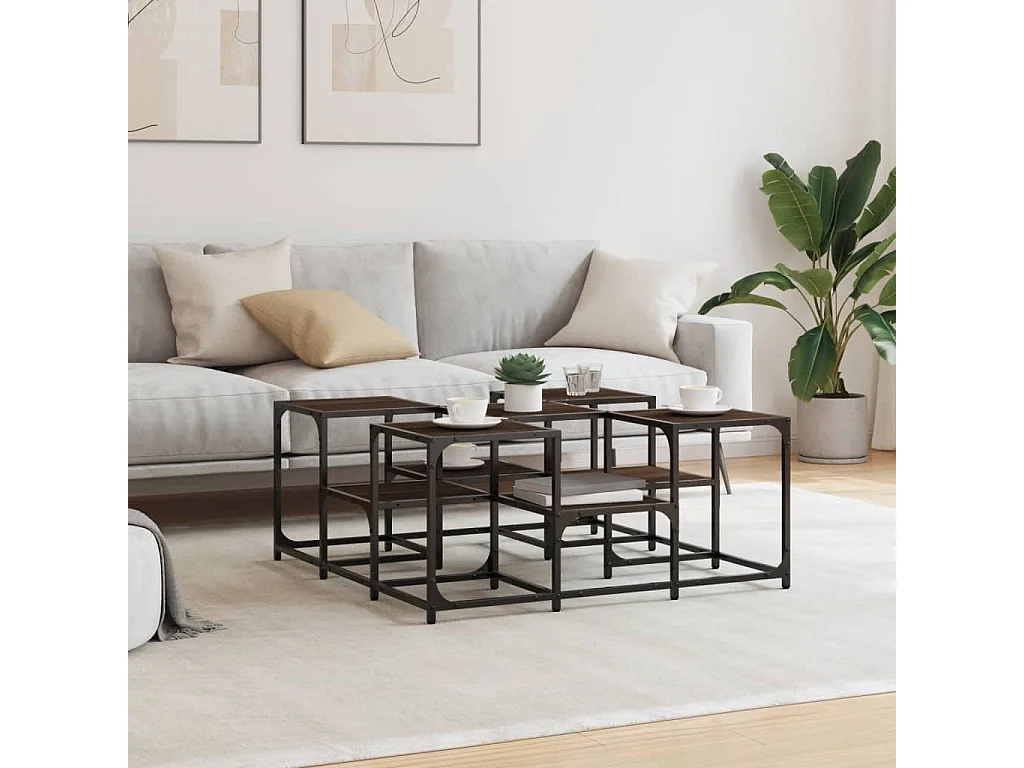 Table basse chêne marron 91x91x40 cm bois d'ingénierie