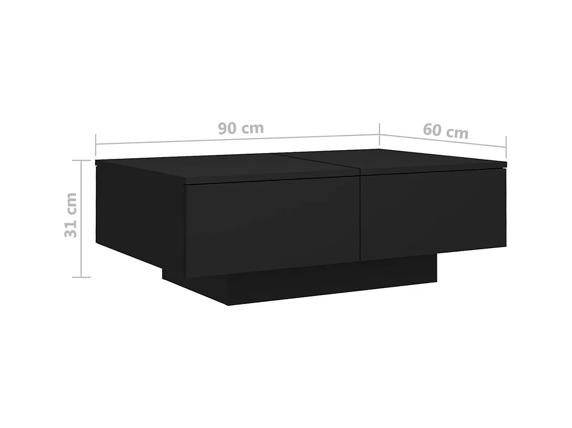 Table basse Noir 90x60x31 cm Bois d’ingénierie