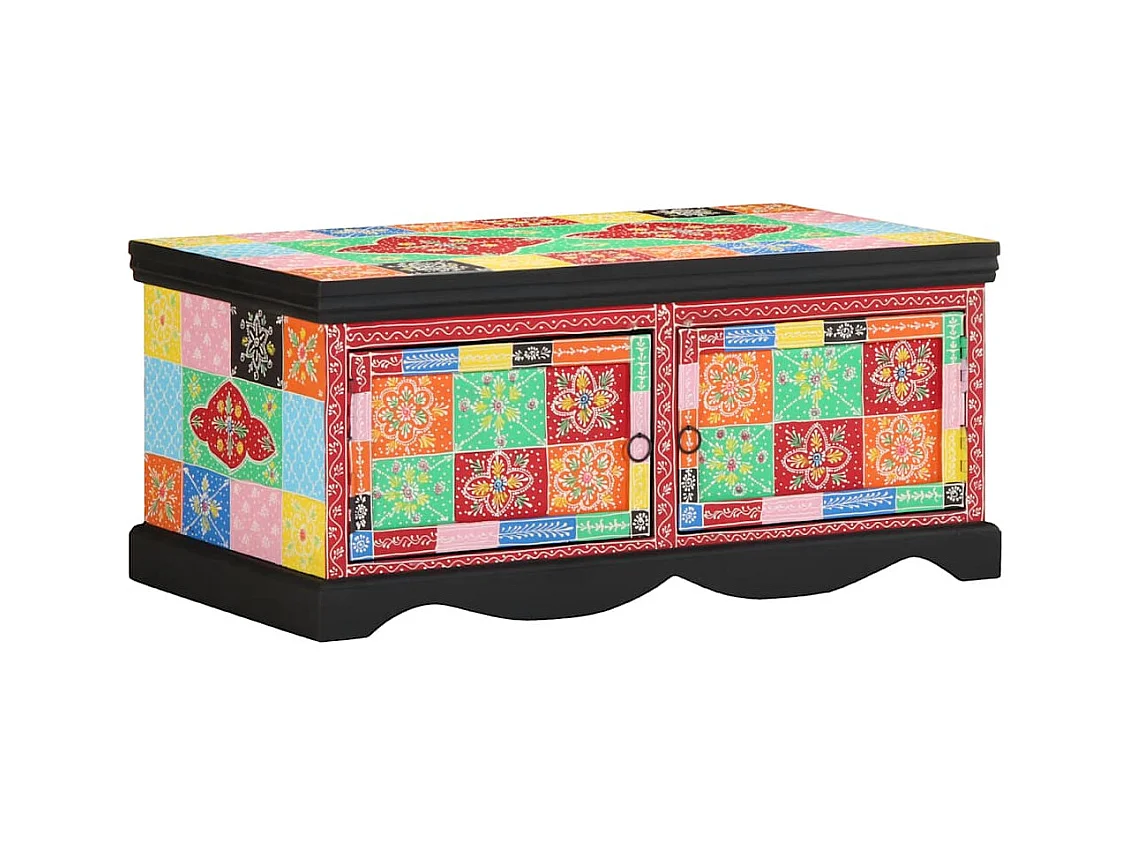 Veelkleurige salontafel 90x50x40 cm massief mangohout