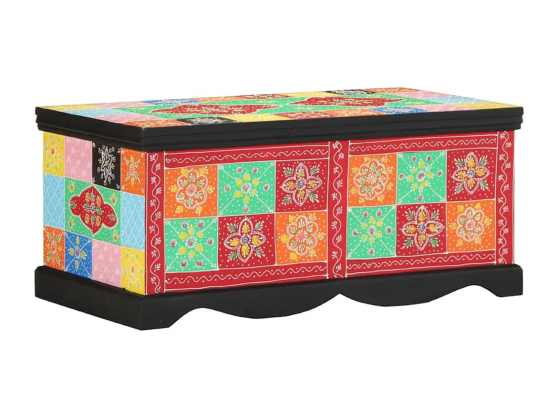 Mesa de centro multicolor 90x50x40 cm madera maciza de mango