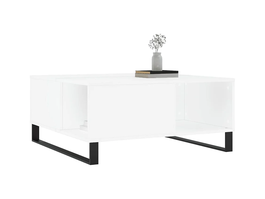 Table basse blanc 80x80x36,5 cm bois d'ingénierie