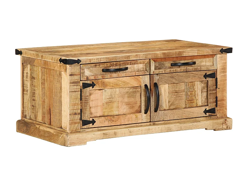 Table Basse 90x50x40 cm Bois Massif Bois de Mangue Brut