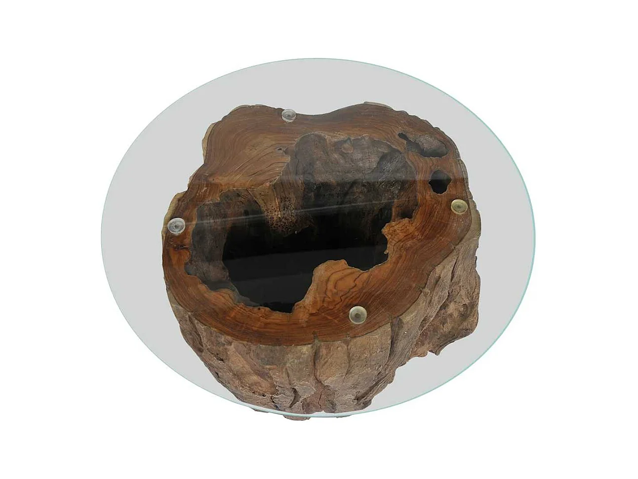 Table basse Teck Verre 50x40 cm