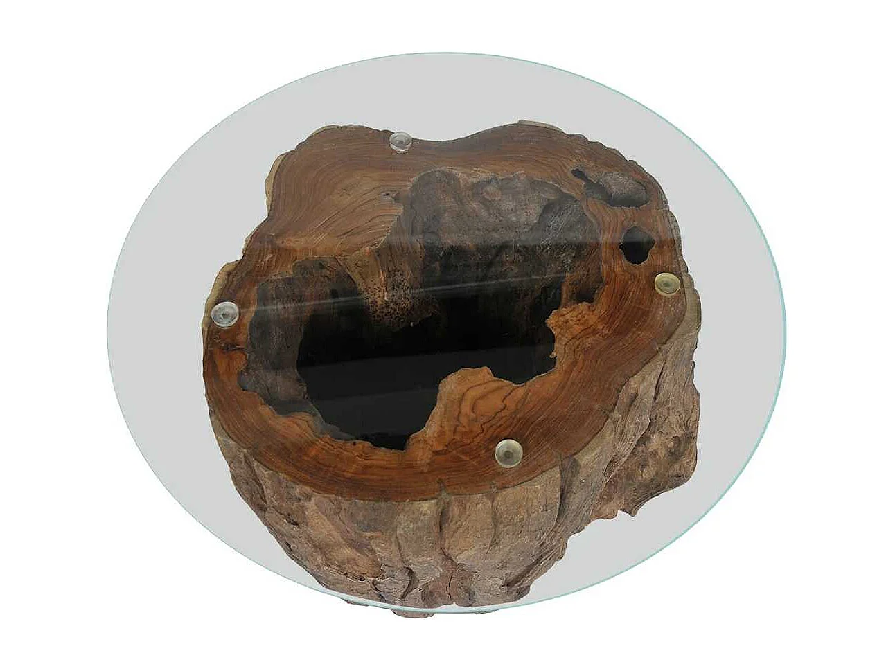 Table basse Teck Verre 50x40 cm