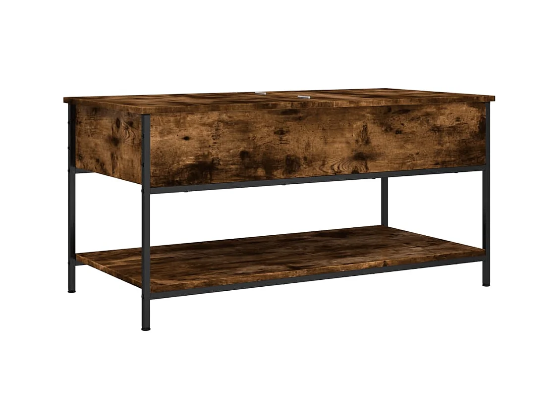 Table basse chêne fumé 100x50x50 cm bois d'ingénierie et métal