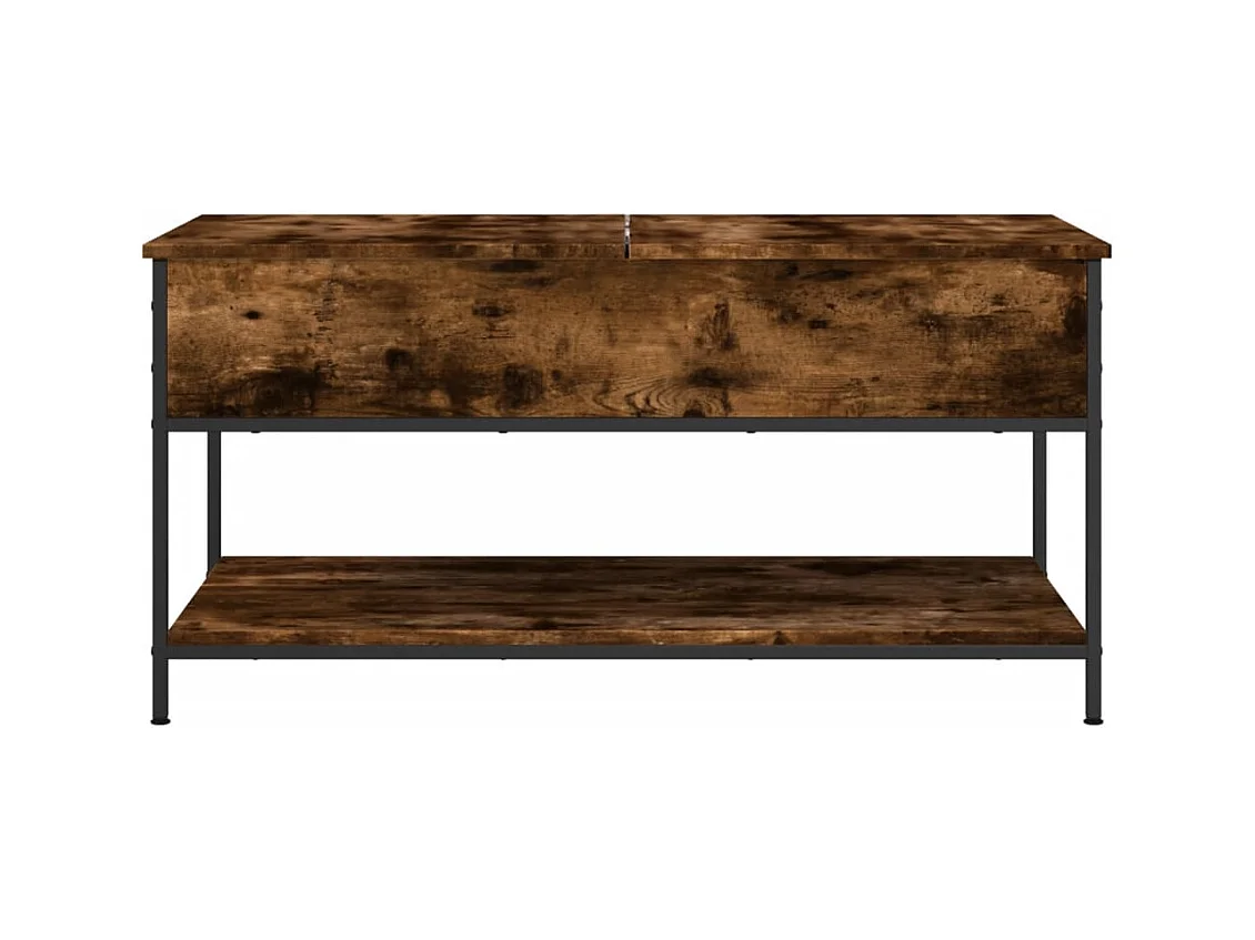 Table basse chêne fumé 100x50x50 cm bois d'ingénierie et métal