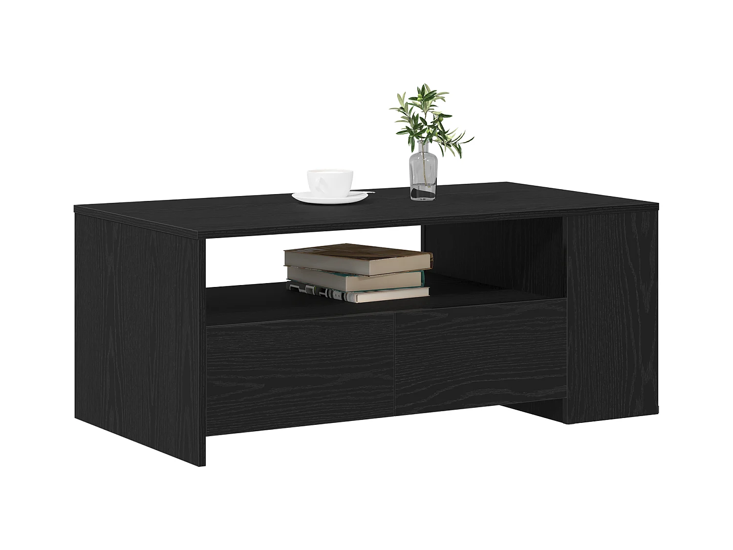 Table basse en chêne noir 102x55x43,5 cm en bois reconstitué