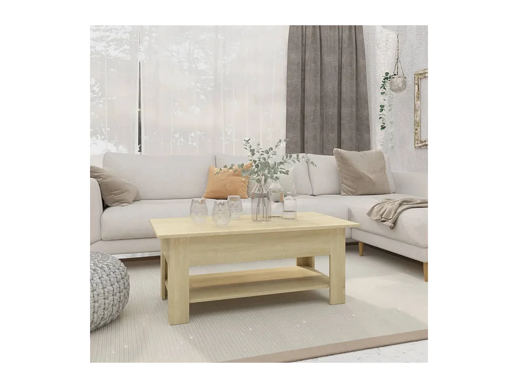 Table basse chêne sonoma 102x55x42 cm bois d'ingénierie