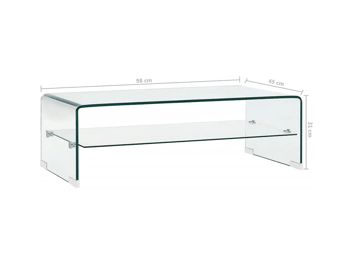 Table basse Clair 98x45x31 cm Verre trempé