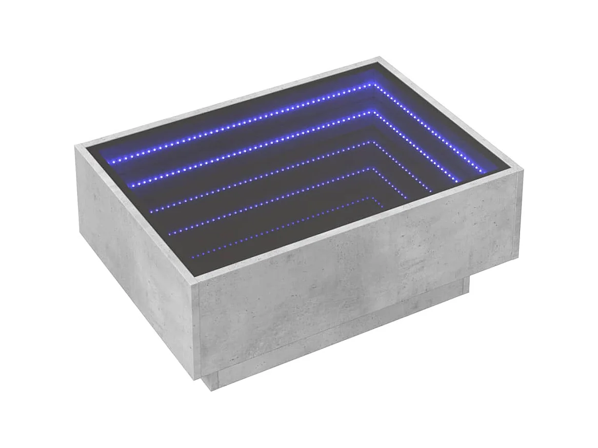 Table basse avec LED gris béton 70x50x30 cm bois d'ingénierie