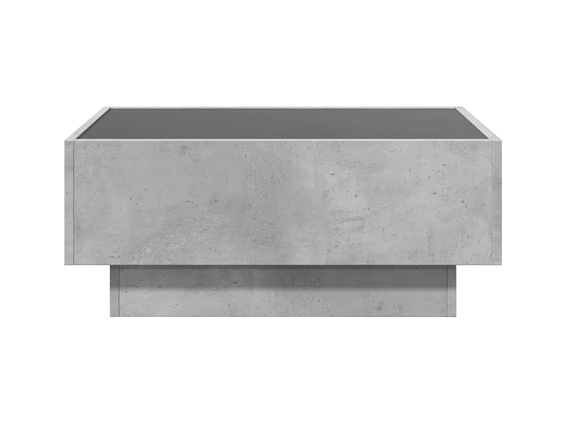 Table basse avec LED gris béton 70x50x30 cm bois d'ingénierie