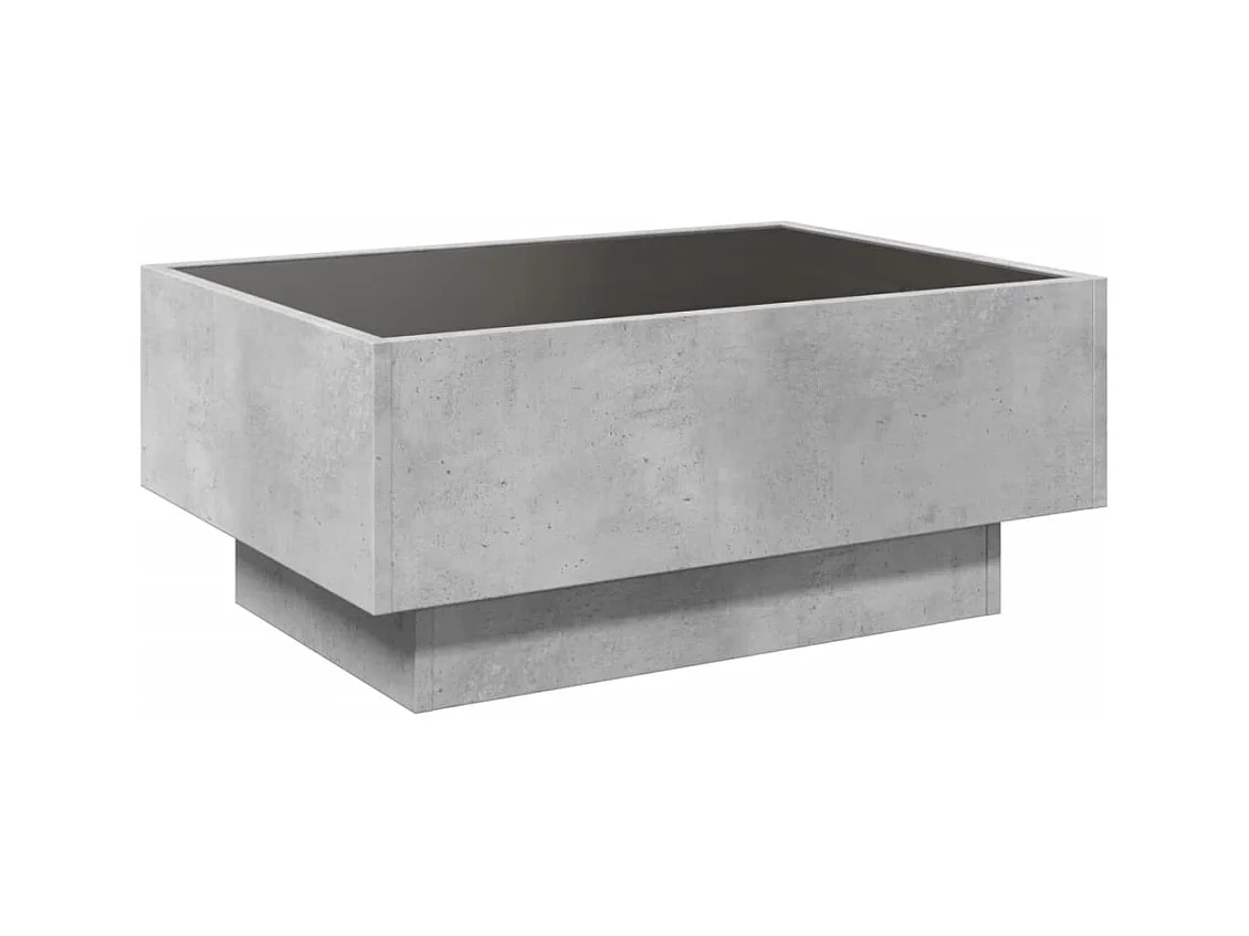 Table basse avec LED gris béton 70x50x30 cm bois d'ingénierie