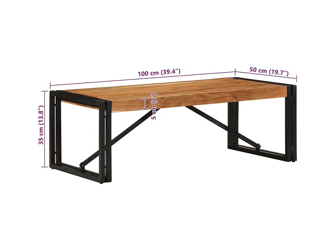 Couchtisch 100x50x35 cm massives Akazienholz