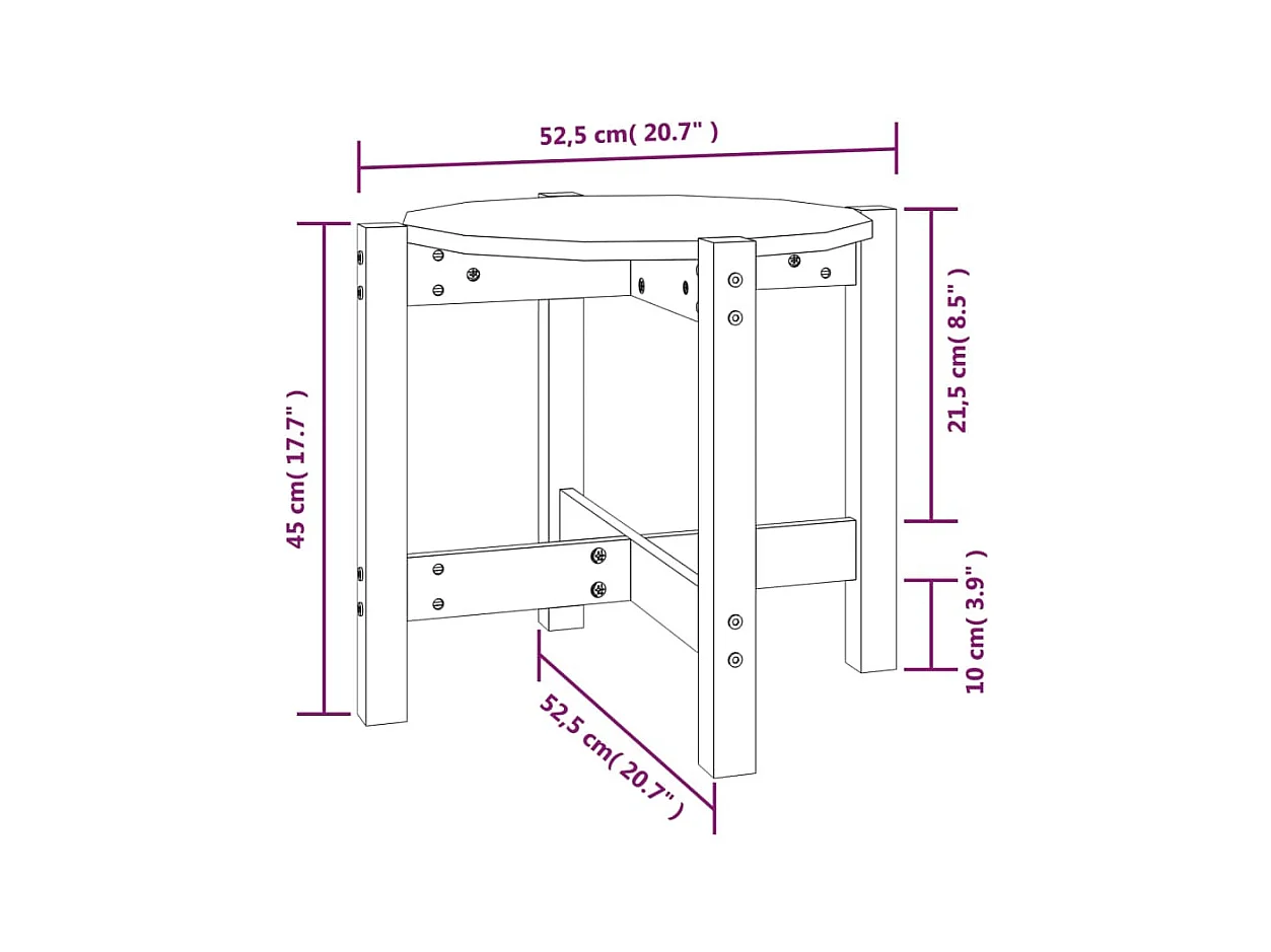 Salontafel Grijs Ø 52,5x45 cm Massief grenenhout