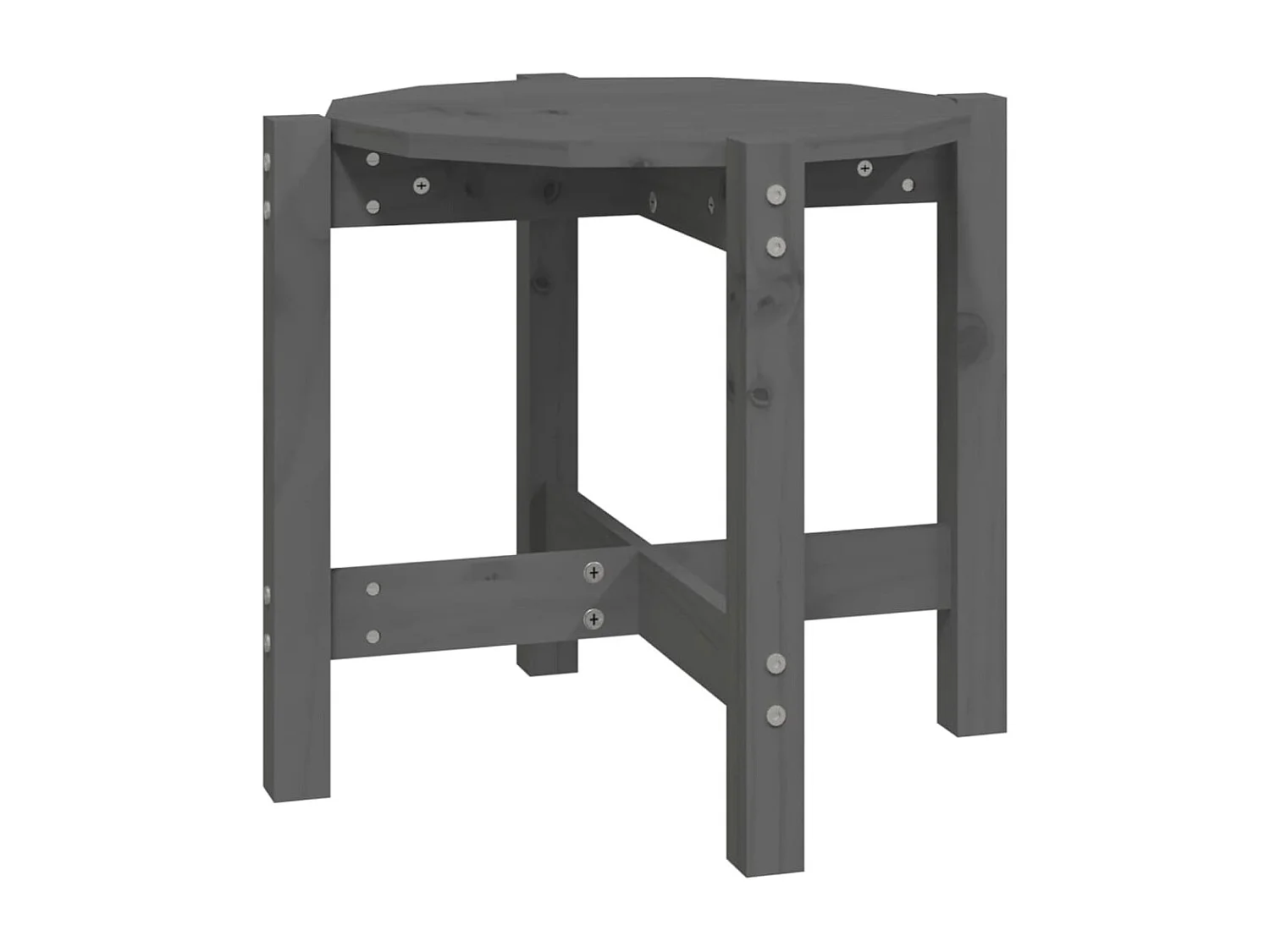 Mesa de centro Gris Ø 52,5x45 cm Madera maciza de pino