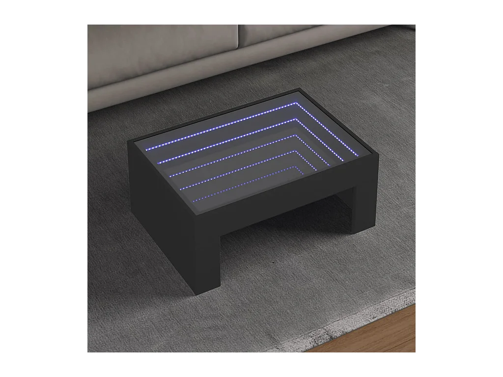 Table basse avec LED infini noir 70x50x30 cm