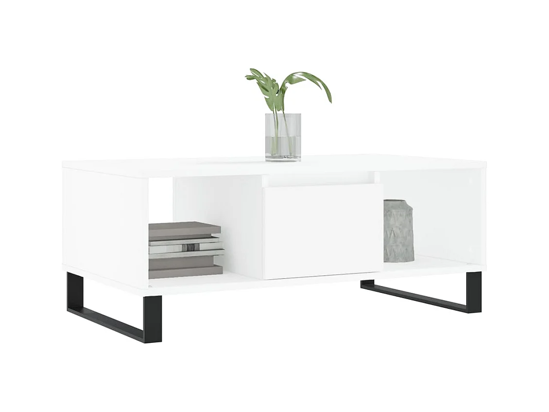 Table basse Blanc 90x50x36,5 cm Bois d'ingénierie