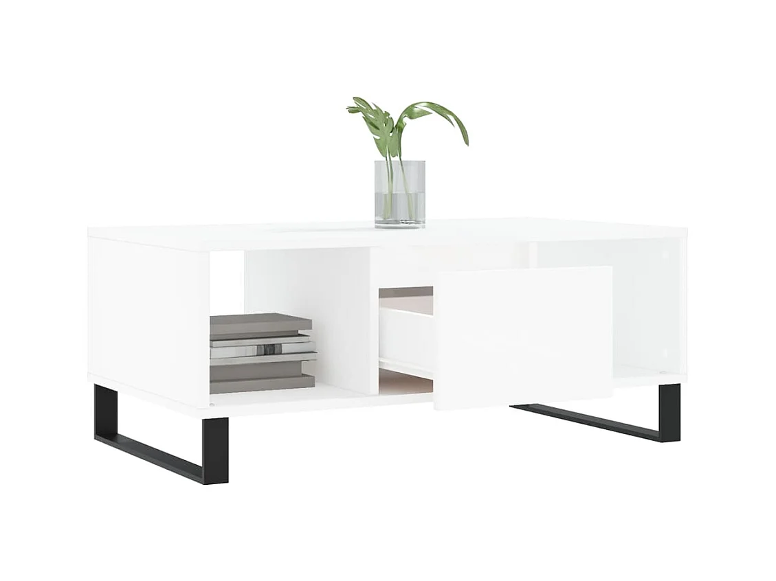 Table basse Blanc 90x50x36,5 cm Bois d'ingénierie