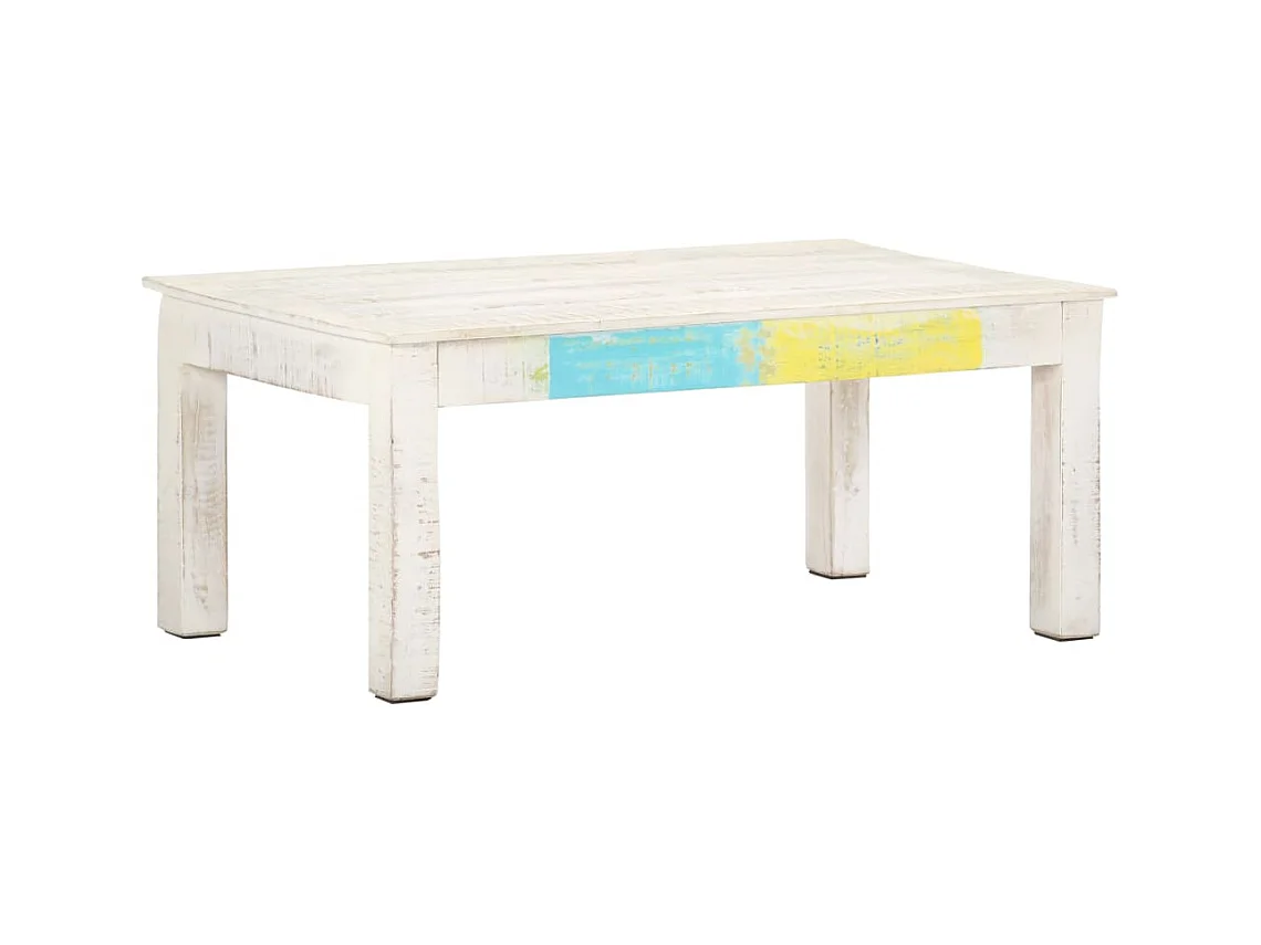 Table basse Blanc 110x60x45 cm Bois de manguier massif