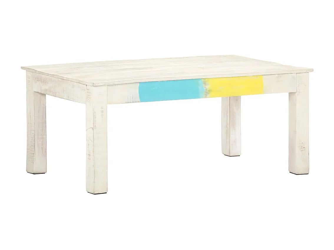 Table basse Blanc 110x60x45 cm Bois de manguier massif
