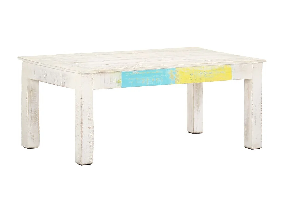 Table basse Blanc 110x60x45 cm Bois de manguier massif