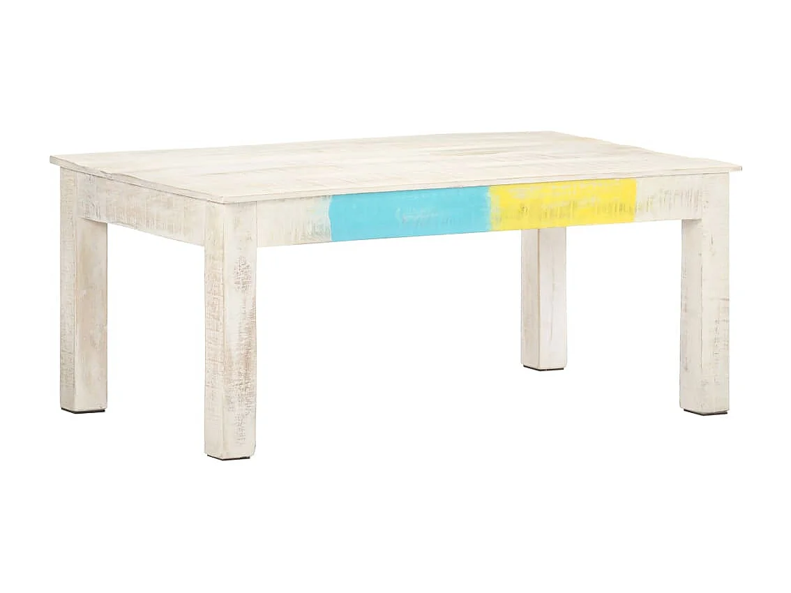 Table basse Blanc 110x60x45 cm Bois de manguier massif