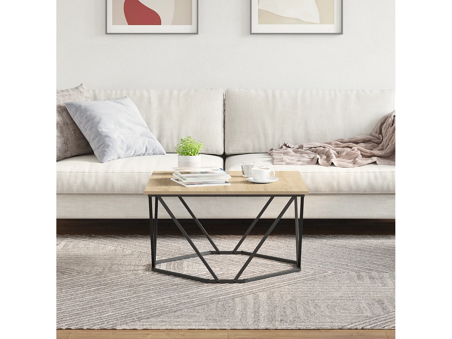 Table basse en chêne Sonoma 80x80x45 cm en bois d'ingénierie